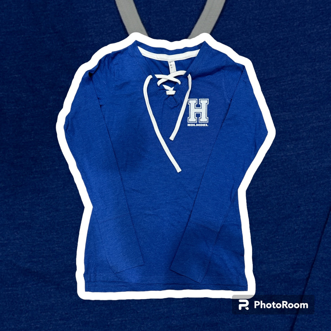 Ladies' Long Sleeve Fine Jersey Lace-Up Holmdel T-Shirt