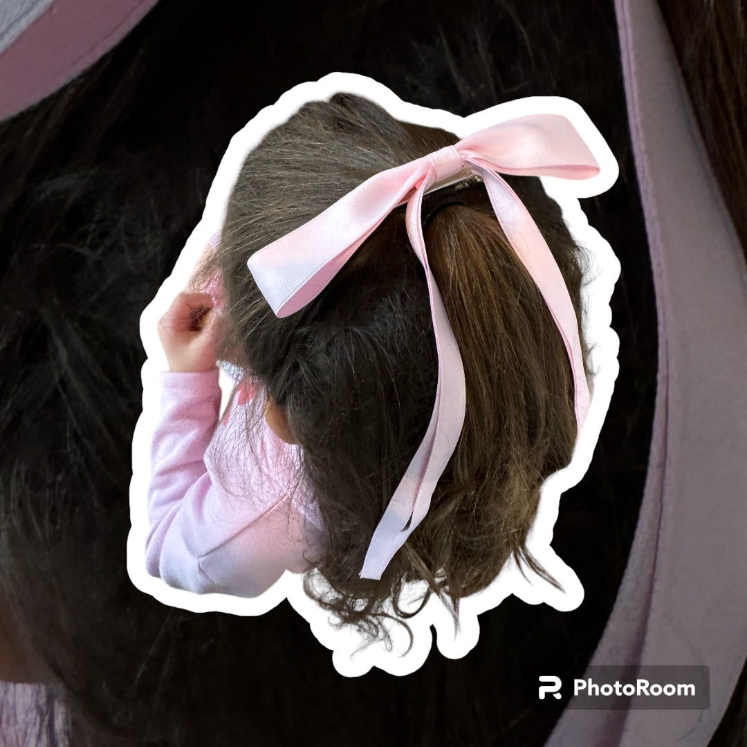 Long Tail Satin Ribbon Bow Clip