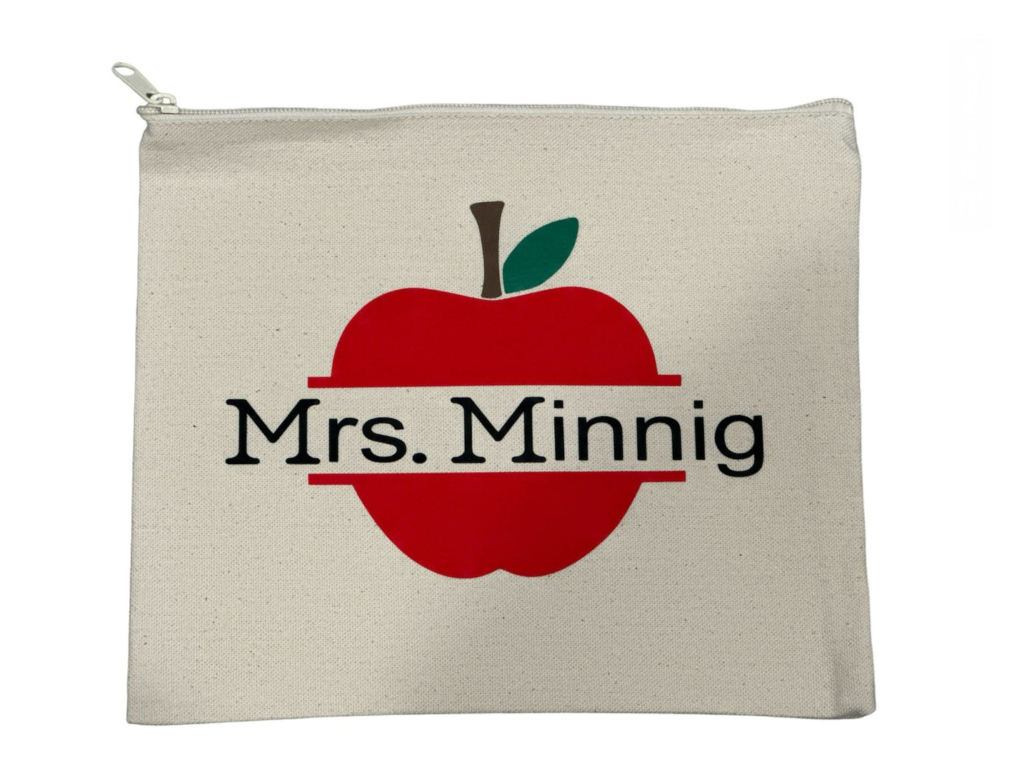 Teacher Apple Large Canvas pouch