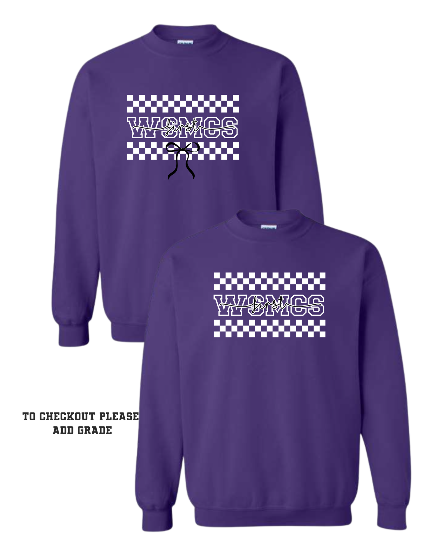 WSMCS Adult Checkered Grade Level Crew Sweatshirt