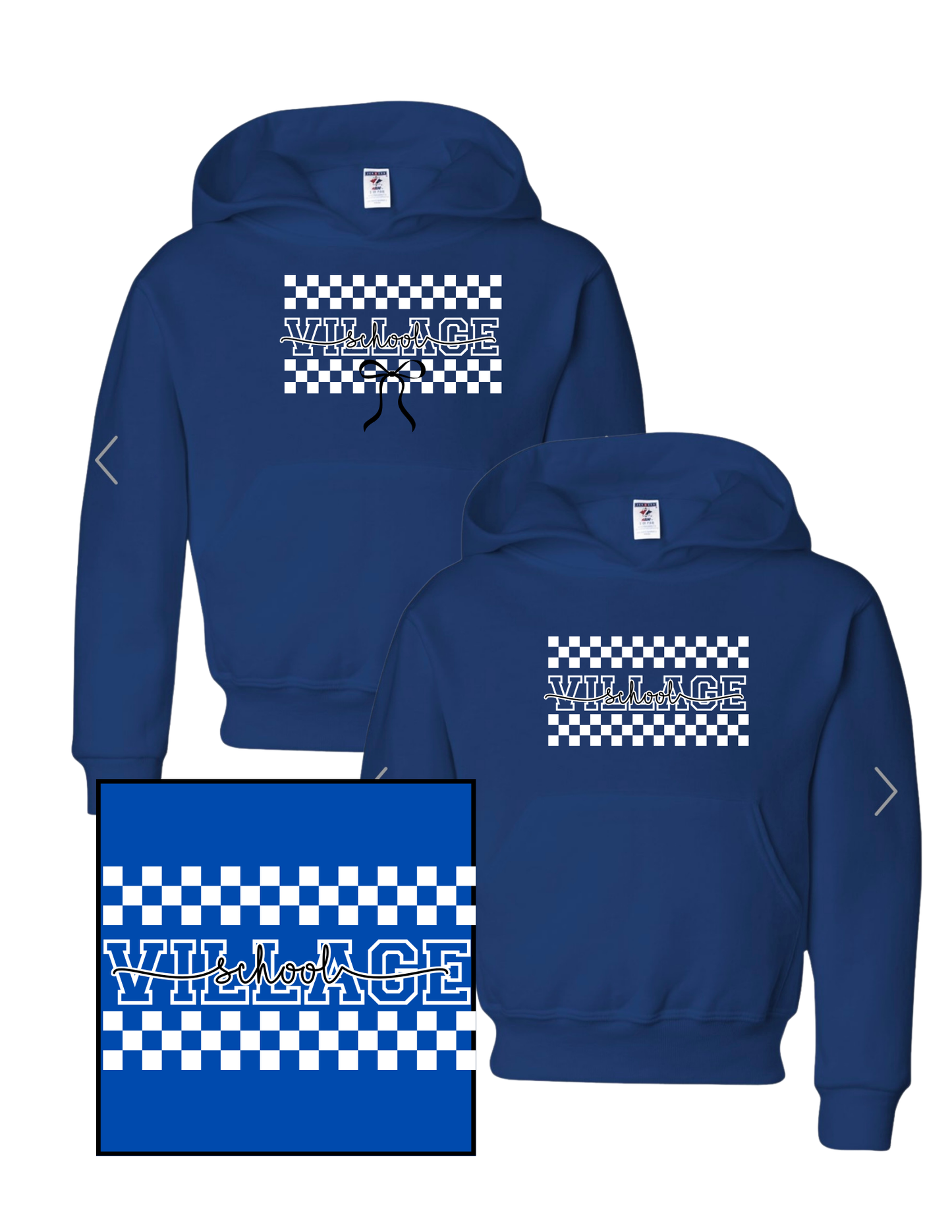 Holmdel Village School Spirit Wear Checkered Village School Hoodie Sweatshirt