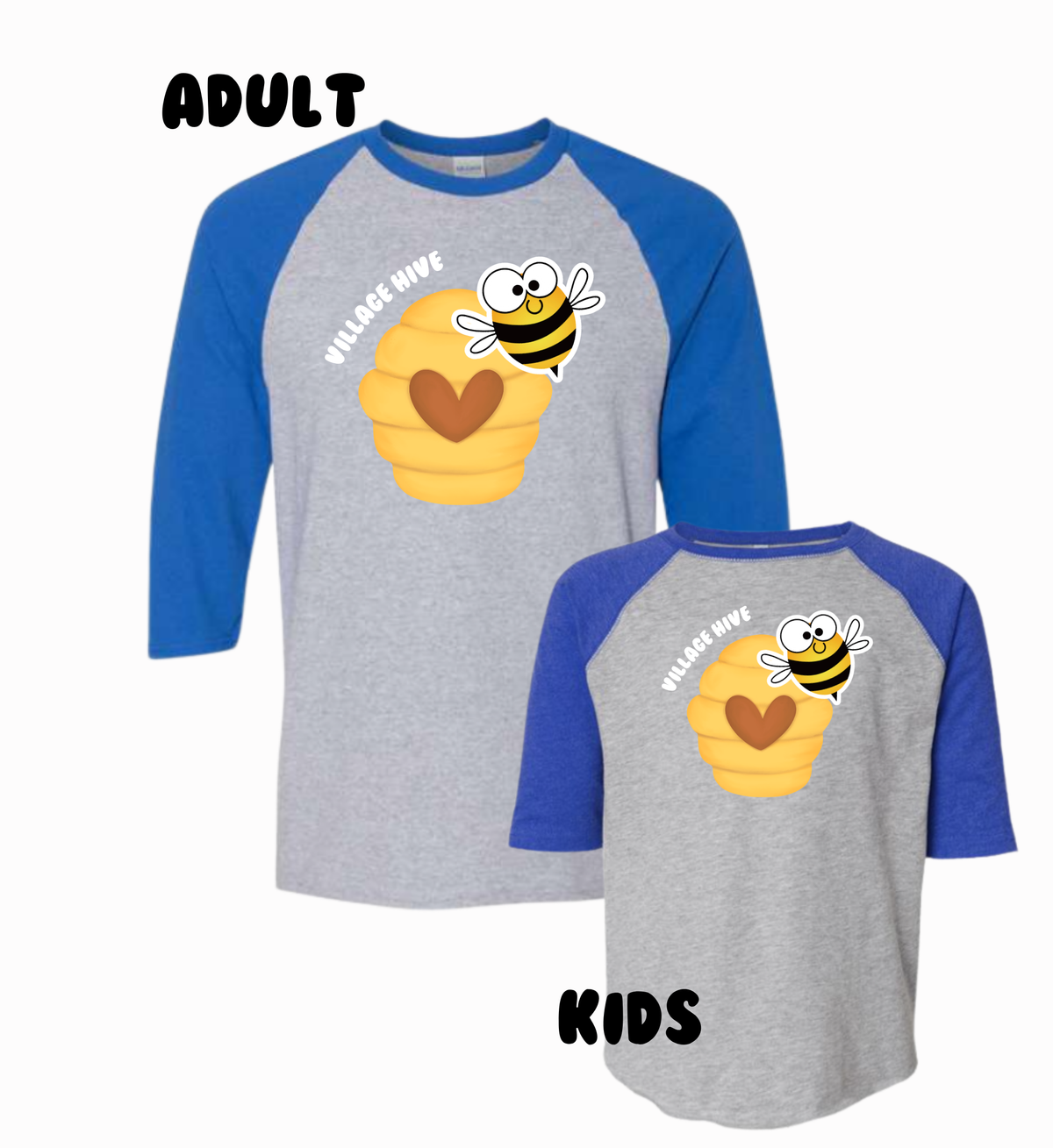 Holmdel Village Scool Spirit Wear Hive Three Quarter Sleeve Raglan T-Shirt