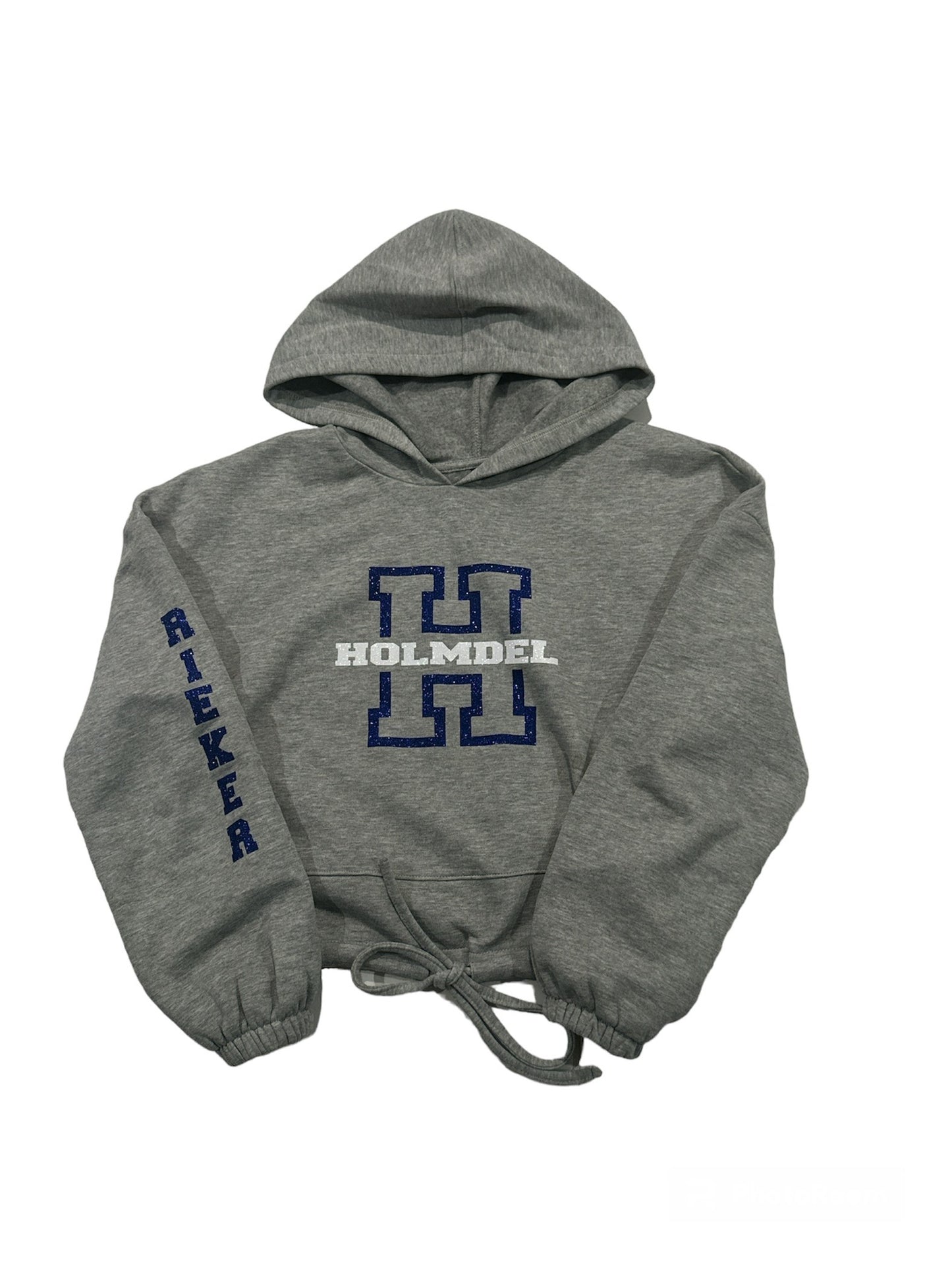 Holmdel Glitter Cropped Hoodie with drawstring tie