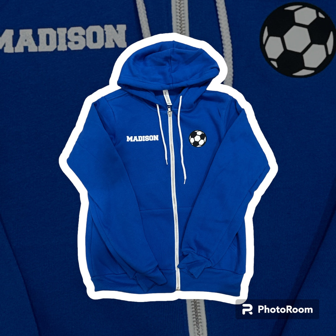 Soccer “Yummy” adult zip hoodie