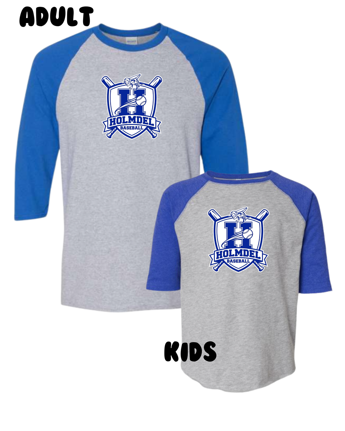 12u Holmdel Hornets Raglan Bats T-shirt