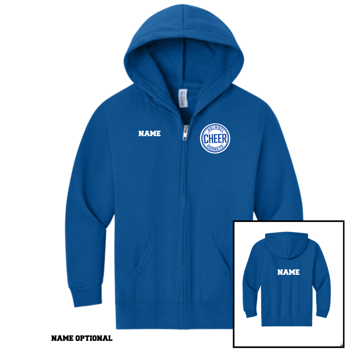 Holmdel Hornets Cheer Circle Full Zip up Hooded Sweatshirt