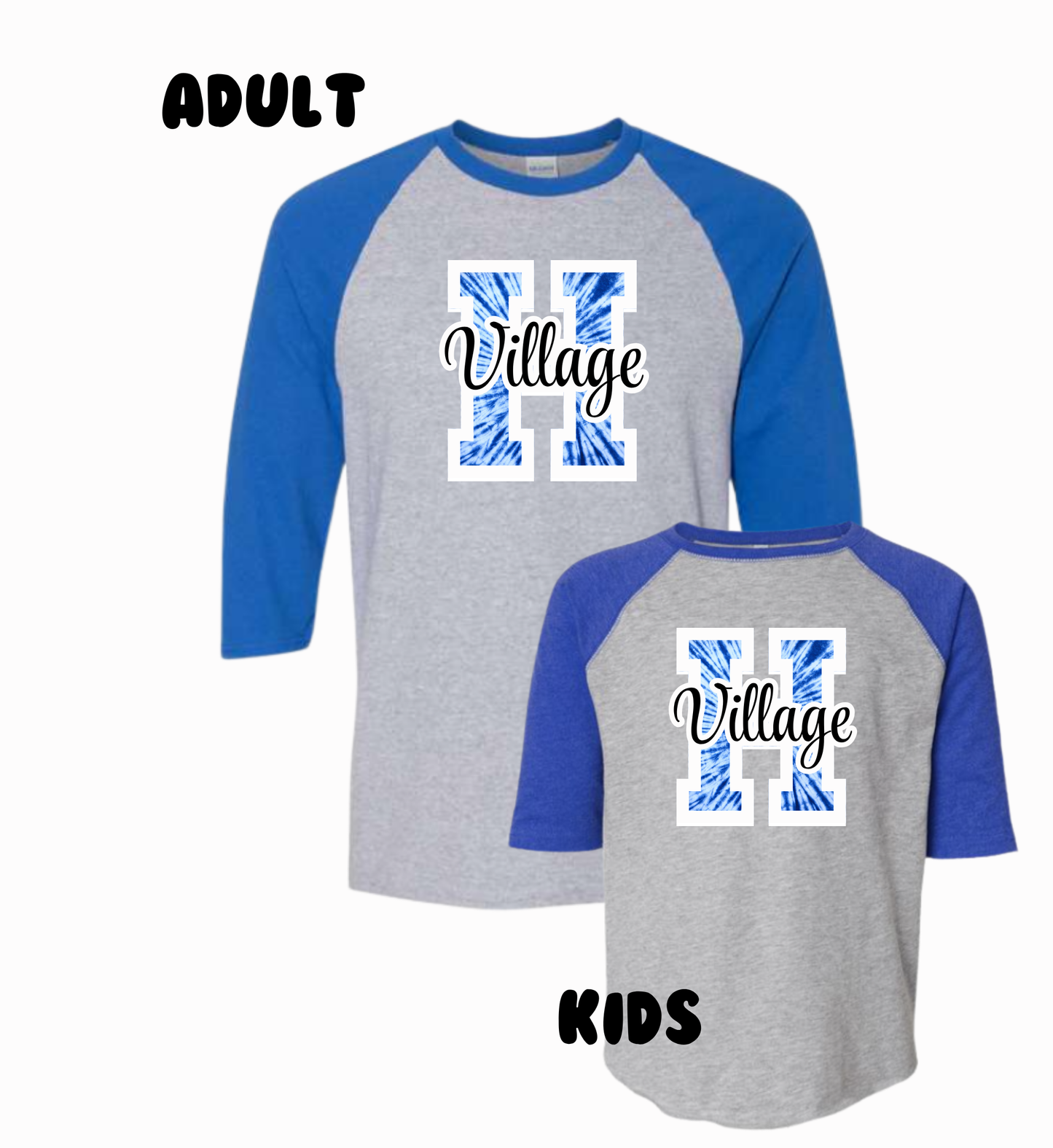 Holmdel Village Scool Spirit Wear Three Quarter Sleeve Raglan T-Shirt