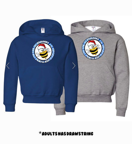 Holmdel Village School Spirit Wear Santa Bee Hoodie Sweatshirt