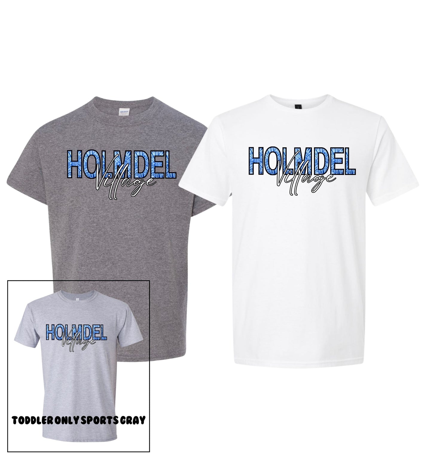 Holmdel Village School Tie Dye Blue Script T-Shirt