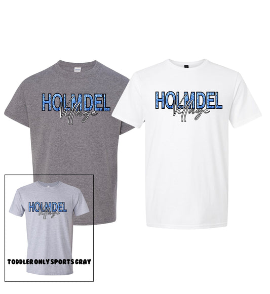 Holmdel Village School Tie Dye Blue Script T-Shirt