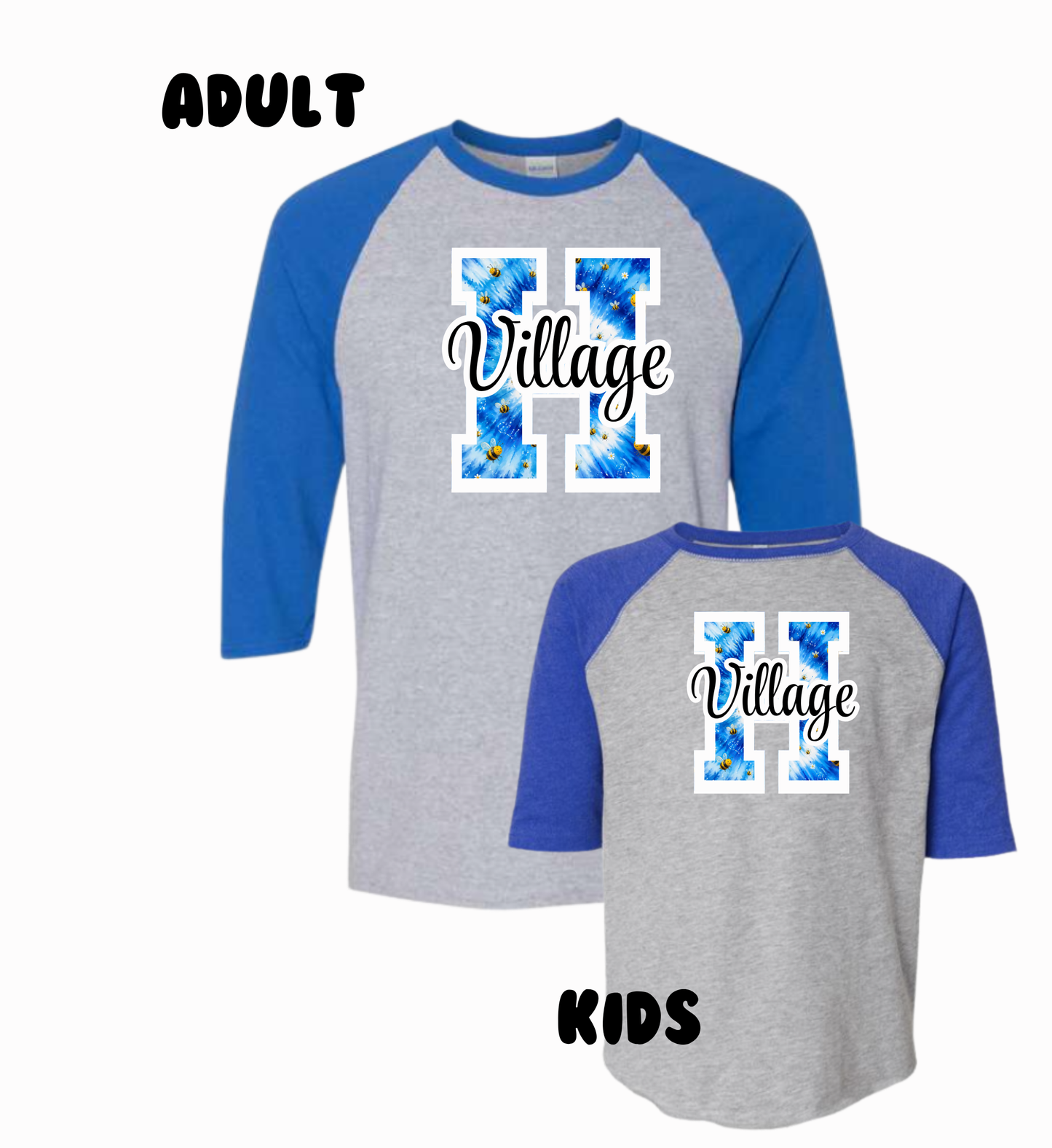 Holmdel Village Scool Spirit Wear Three Quarter Sleeve Raglan T-Shirt