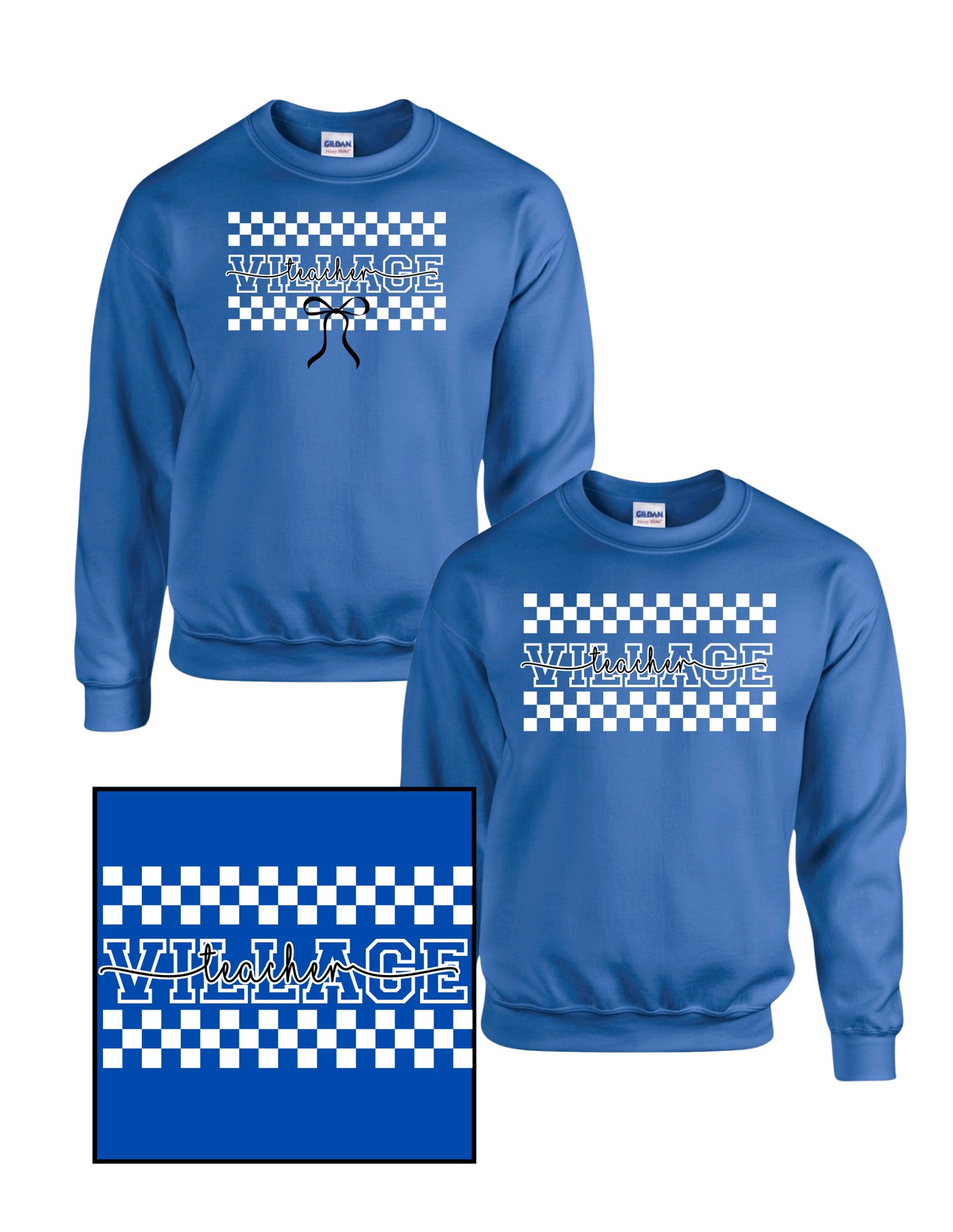 Holmdel Village School Spirit Wear Checkered Professional Title Crew Sweatshirt