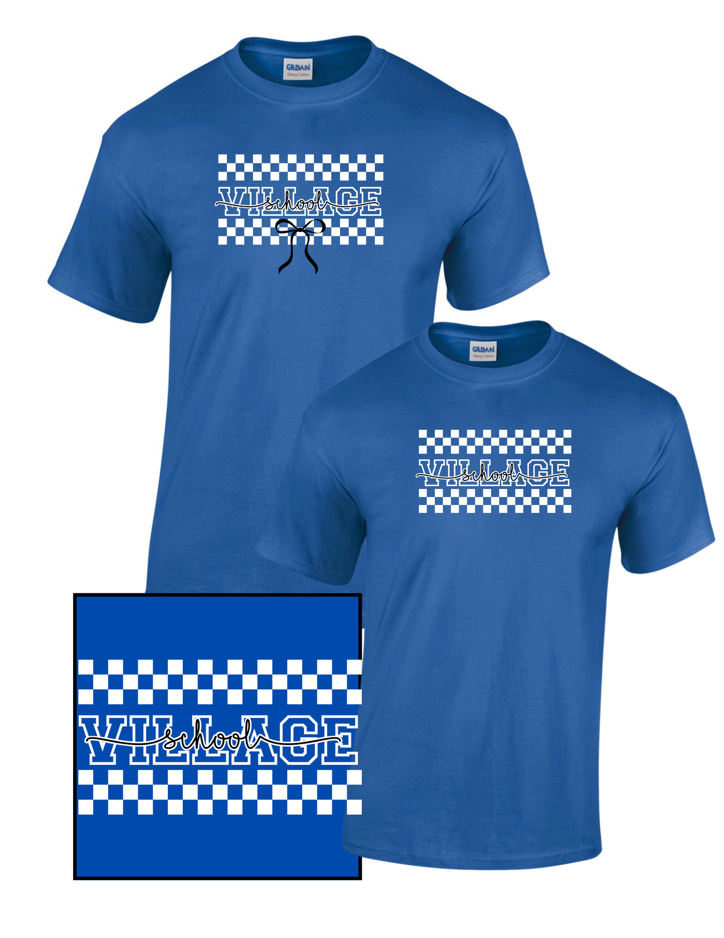 Holmdel Village School Spirtwear Checkered Village School T-shirt