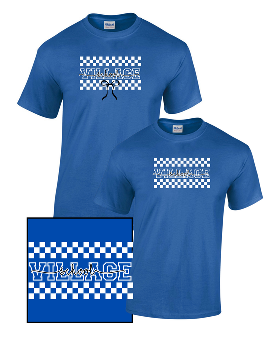 Holmdel Village School Spirtwear Checkered Village School T-shirt