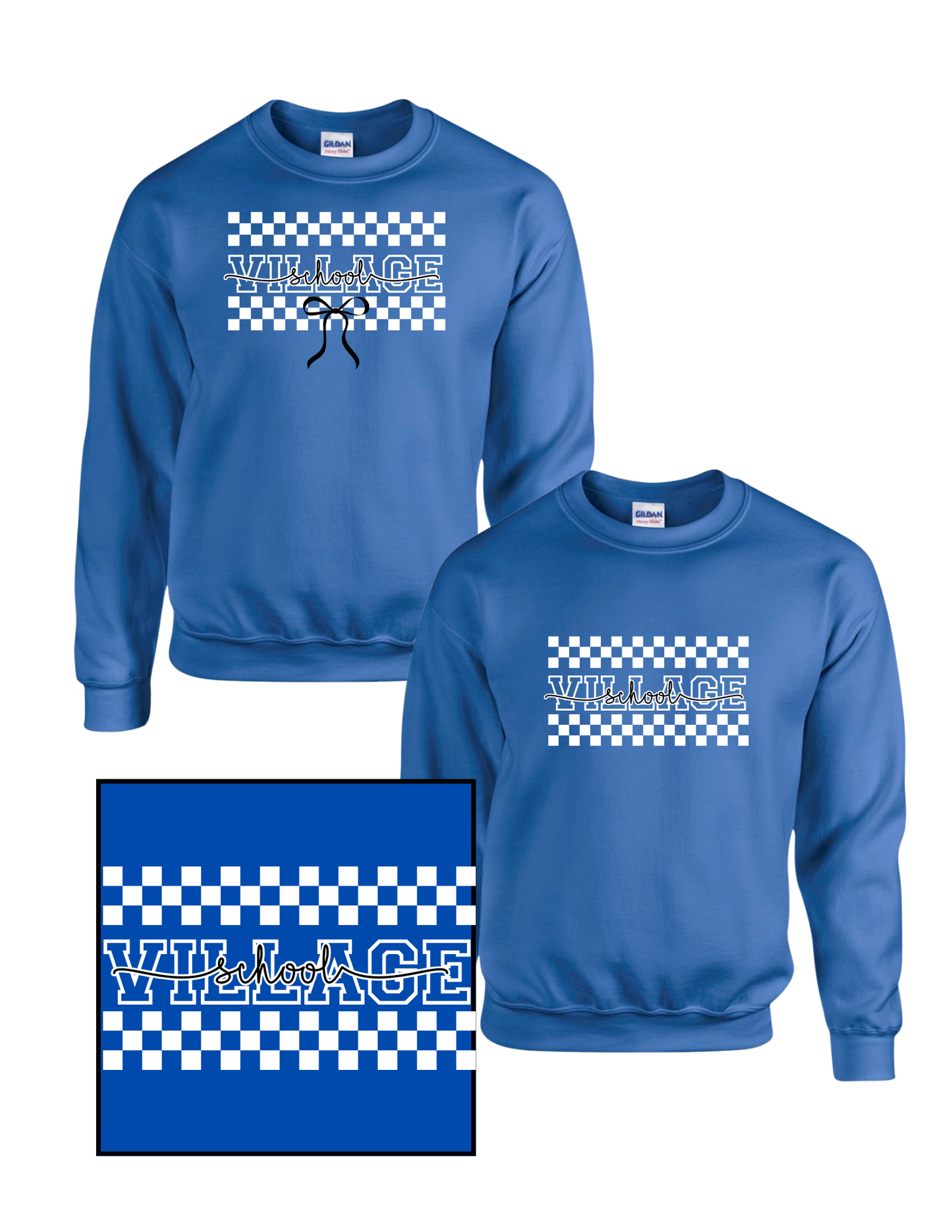 Holmdel Village School Spirit Wear Checkered Village School Crew Sweatshirt