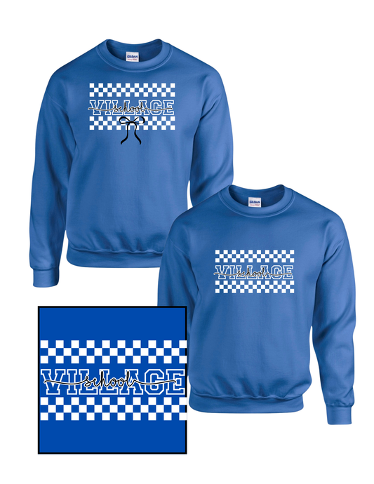 Holmdel Village School Spirit Wear Checkered Village School Crew Sweatshirt