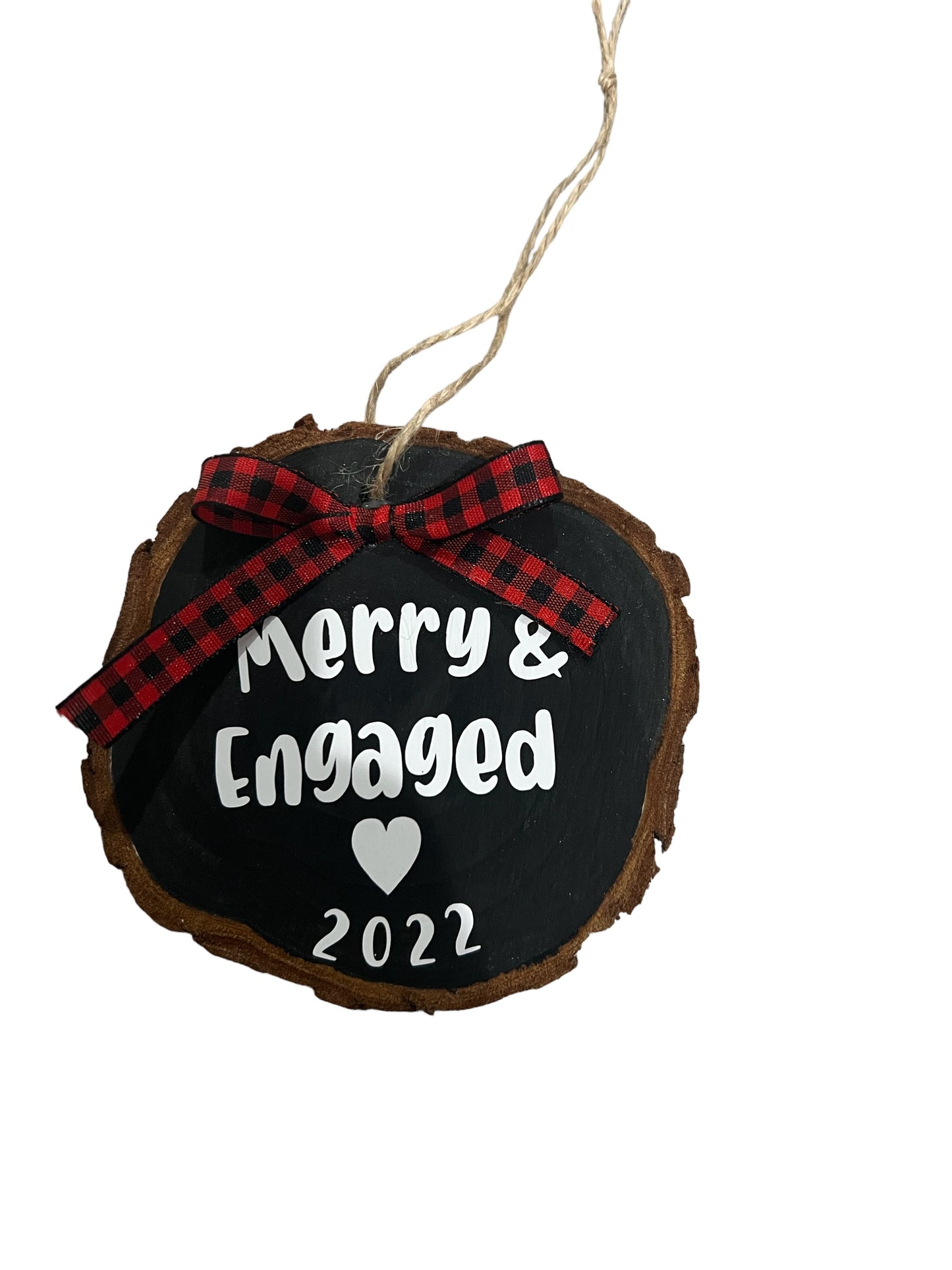 Merry & Engaged Wood Ornament